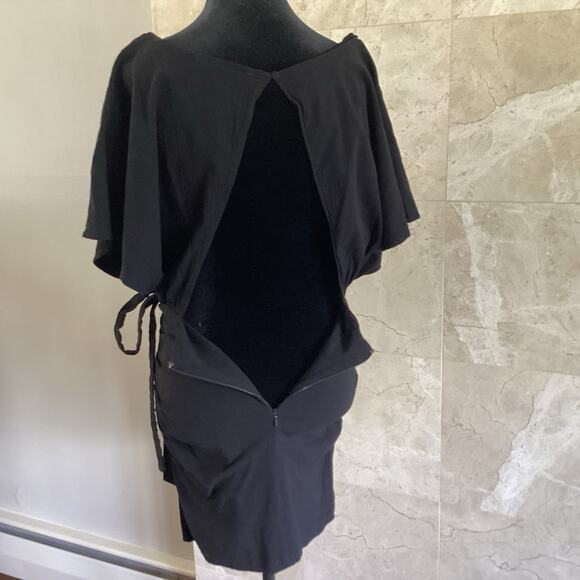 Free People Black Body Con Wrap Mini Dress, Medium, Open Draped Back, Boho Party - Picture 11 of 14